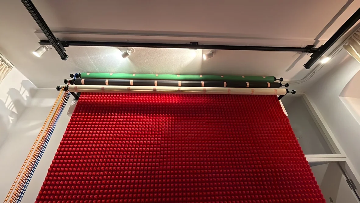 Studio paper-roll backdrop — custom mounting